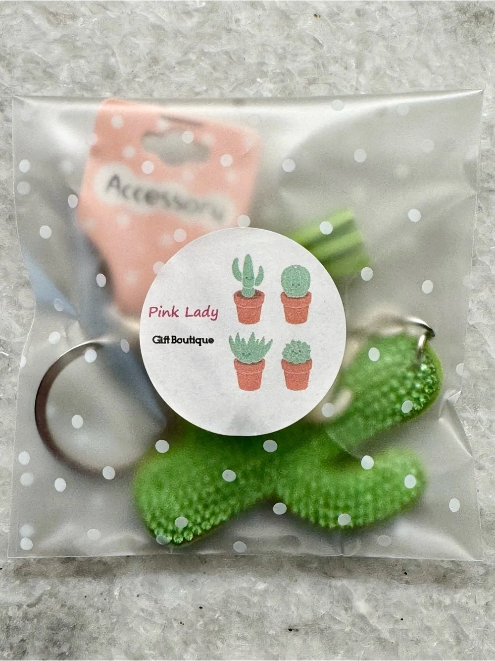 New Green Crystal Desert Cactus w/ Howling Coyote Purse Bag Charm Keychain 6.75”